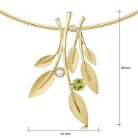 Rowan Occasion Necklace in 9ct Yellow Gold with Peridot, Pearl & Diamond by Sheila Fleet Jewellery