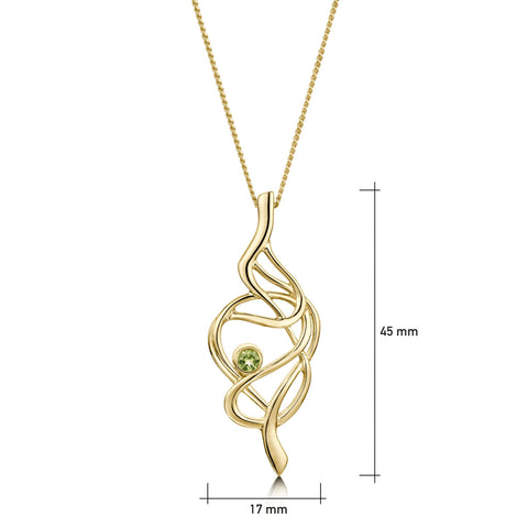 Tidal Dress Pendant in 9ct Yellow Gold with Peridot by Sheila Fleet Jewellery