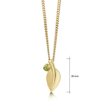 Rowan Single-Leaf Pendant Necklace in 9ct Yellow Gold with Peridot