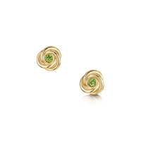 Reef Knot Peridot Stud Earrings in 9ct Yellow Gold by Sheila Fleet Jewellery