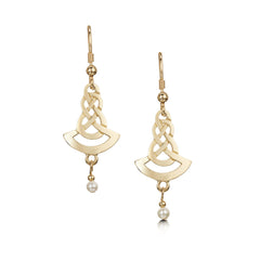 The Lover’s Knot Pearl Drop Earrings in 9ct Yellow Gold by Sheila Fleet Jewellery