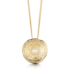 Lunar Pearl Pendant Necklace in 9ct Yellow Gold