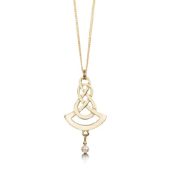 The Lover’s Knot Pearl Pendant in 9ct Yellow Gold by Sheila Fleet Jewellery