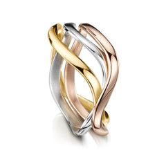 Tidal Ring in 9ct Yellow, White & Rose Gold by Sheila Fleet Jewellery