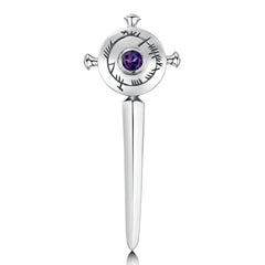 Ogham Kilt Pin in Sterling Silver with Amethyst by Sheila Fleet Jewellery