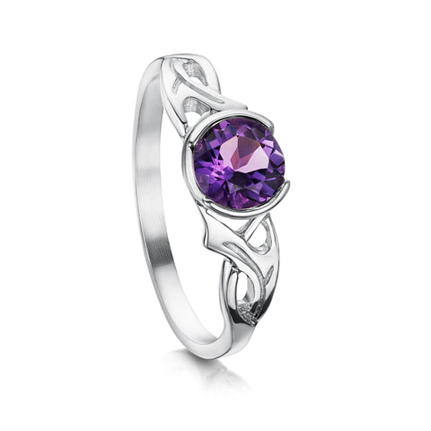 Thistle Ring with 6mm Amethyst by Sheila Fleet Jewellery