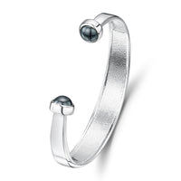 Runic Torque Bangle in Sterling Silver with Hematite by Sheila Fleet Jewellery