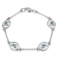 Cross of the Kirk 4-link Blue Topaz Bracelet in Crystal Enamel by Sheila Fleet Jewellery