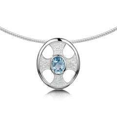Cross of the Kirk Blue Topaz Necklace in Crystal Enamel by Sheila Fleet Jewellery