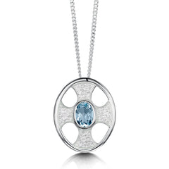 Cross of the Kirk Blue Topaz Dress Pendant in Crystal Enamel by Sheila Fleet Jewellery