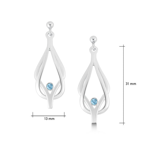 Reef Knot Blue Topaz Drop Earrings in Sterling Silver by Sheila Fleet Jewellery