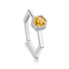 Honeycomb Silver Hexagon Ring with 6mm Citrine by Sheila Fleet Jewellery