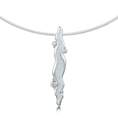 River Ripples Pearl & Cubic Zirconia Necklace in Frost Enamel by Sheila Fleet Jewellery