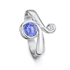 Silver Swirl Ring with Large Cubic Zirconia by Sheila Fleet Jewellery