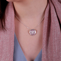 Lunar Pearl Pendant Necklace in Champagne Enamel