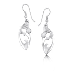 Thistle Drop Earrings in Sterling Silver by Sheila Fleet Jewellery