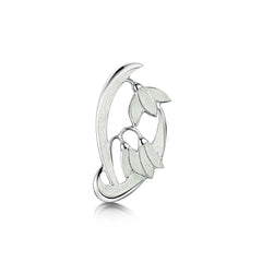Snowdrop 2-leaf Sterling Silver Brooch in Crystal Enamel by Sheila Fleet Jewellery