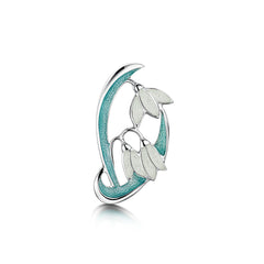 Snowdrop 2-leaf Sterling Silver Brooch in Leaf Enamel by Sheila Fleet Jewellery