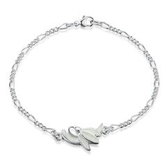 Snowdrop Sterling Silver Bracelet in Crystal Enamel by Sheila Fleet Jewellery