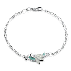 Snowdrop Sterling Silver Bracelet in Leaf Enamel by Sheila Fleet Jewellery