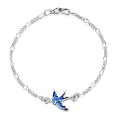 Swallows Sterling Silver Bracelet in Sapphire Enamel by Sheila Fleet Jewellery