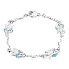 Snowdrop 4-flower Sterling Silver Bracelet in Leaf Enamel by Sheila Fleet Jewellery