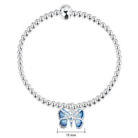 Holly Blue Butterfly Silver & Enamel Stretch Bracelet by Sheila Fleet Jewellery