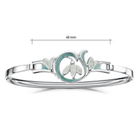 Snowdrop Sterling Silver Bangle in Leaf Enamel