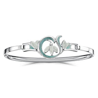 Snowdrop Sterling Silver Bangle in Leaf Enamel by Sheila Fleet Jewellery