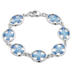 Cross of the Kirk Silver 7-link Bracelet in Cool Slate Enamel by Sheila Fleet Jewellery