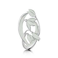 Snowdrop 4-flower Sterling Silver Brooch in Crystal Enamel by Sheila Fleet Jewellery