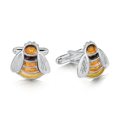 Great Yellow Bumblebee Enamel Cufflinks in Sterling Silver by Sheila Fleet Jewellery