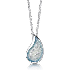 Paisley Leaf Diamond Pendant in Frozen Enamel by Sheila Fleet Jewellery