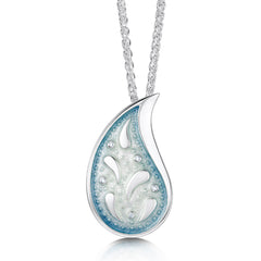 Paisley Leaf Diamond Dress Pendant in Frozen Enamel