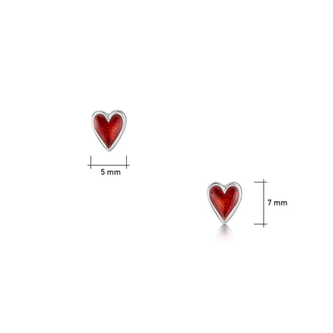 Secret Hearts Petite Stud Earrings in Red Enamel