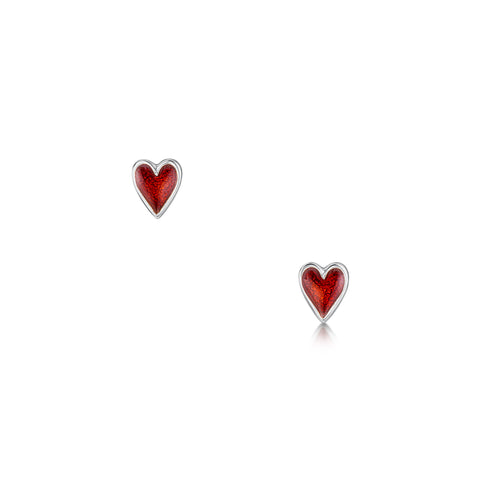 Secret Hearts Petite Stud Earrings in Red Enamel