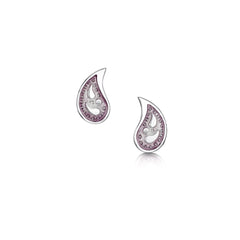Paisley Leaf Enamel Stud Earrings in Champagne Enamel by Sheila Fleet Jewellery
