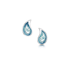 Paisley Leaf Enamel Stud Earrings in Verdi Enamel by Sheila Fleet Jewellery
