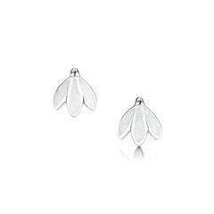 Snowdrop Petite Sterling Silver Stud Earrings in Crystal Enamel by Sheila Fleet Jewellery