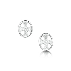 Cross of the Kirk Silver Stud Earrings in Crystal Enamel by Sheila Fleet Jewellery