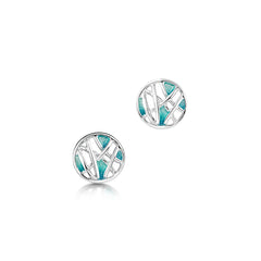 Small Creel Stud Earrings in Storm Enamel by Sheila Fleet Jewellery