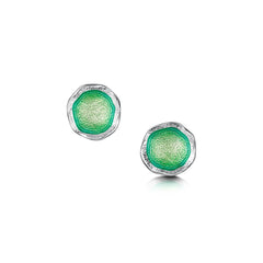 Lunar Bright Small Stud Earrings in Spring Green Enamel by Sheila Fleet Jewellery