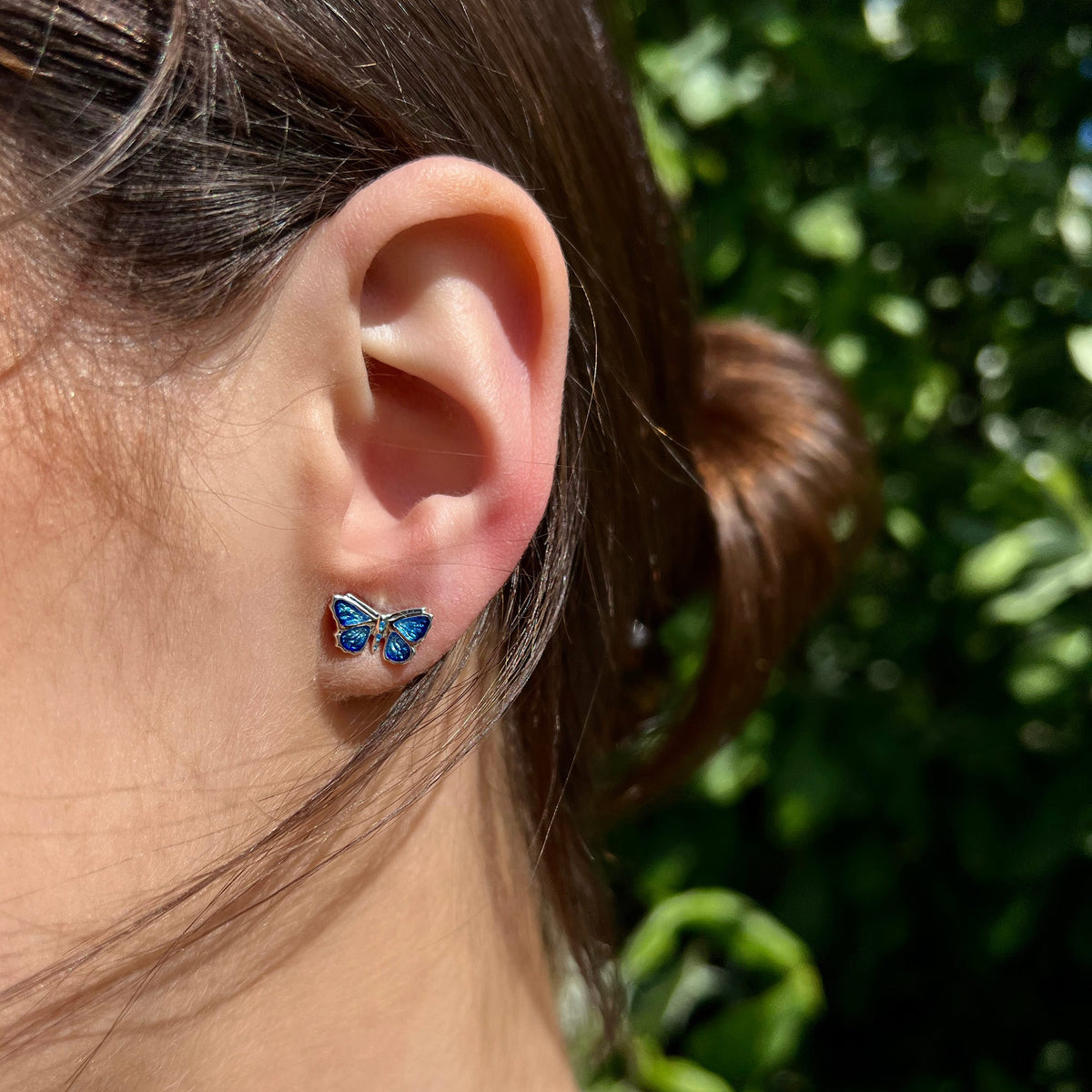 Holly Blue Butterfly Small Enamel Stud Earrings - Main Image