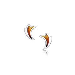 New Wave Silver Curve Stud Earrings in Flame Enamel by Sheila Fleet Jewellery