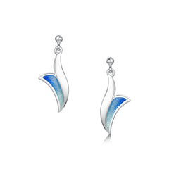 Flight Sterling Silver Drop Earrings in Sky Enamel