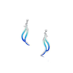 Atlantic Swell Small Earrings in Ocean Hue Enamel by Sheila Fleet Jewellery