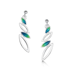 Seasons Silver 4-leaf Drop Earrings in Spring Enamel by Sheila Fleet Jewellery