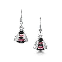 Bumblebee Hot Pink Drop Earrings in Sterling Silver by Sheila Fleet Jewellery