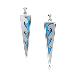 New Wave Silver Drop Earrings in Pentland Enamel by Sheila Fleet Jewellery