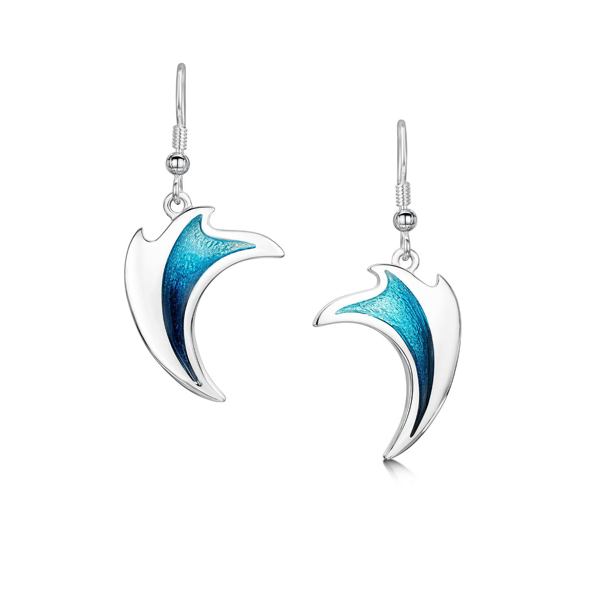 New Wave Silver Drop Earrings in Peacock Enamel – Sheila Fleet